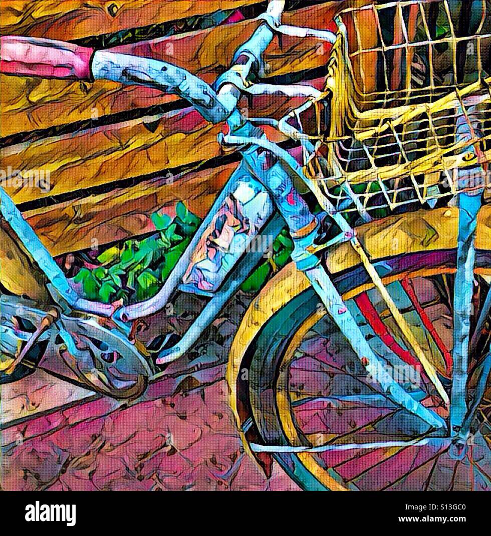 Old colorful bicycle - Smartphone Captured Stock Image