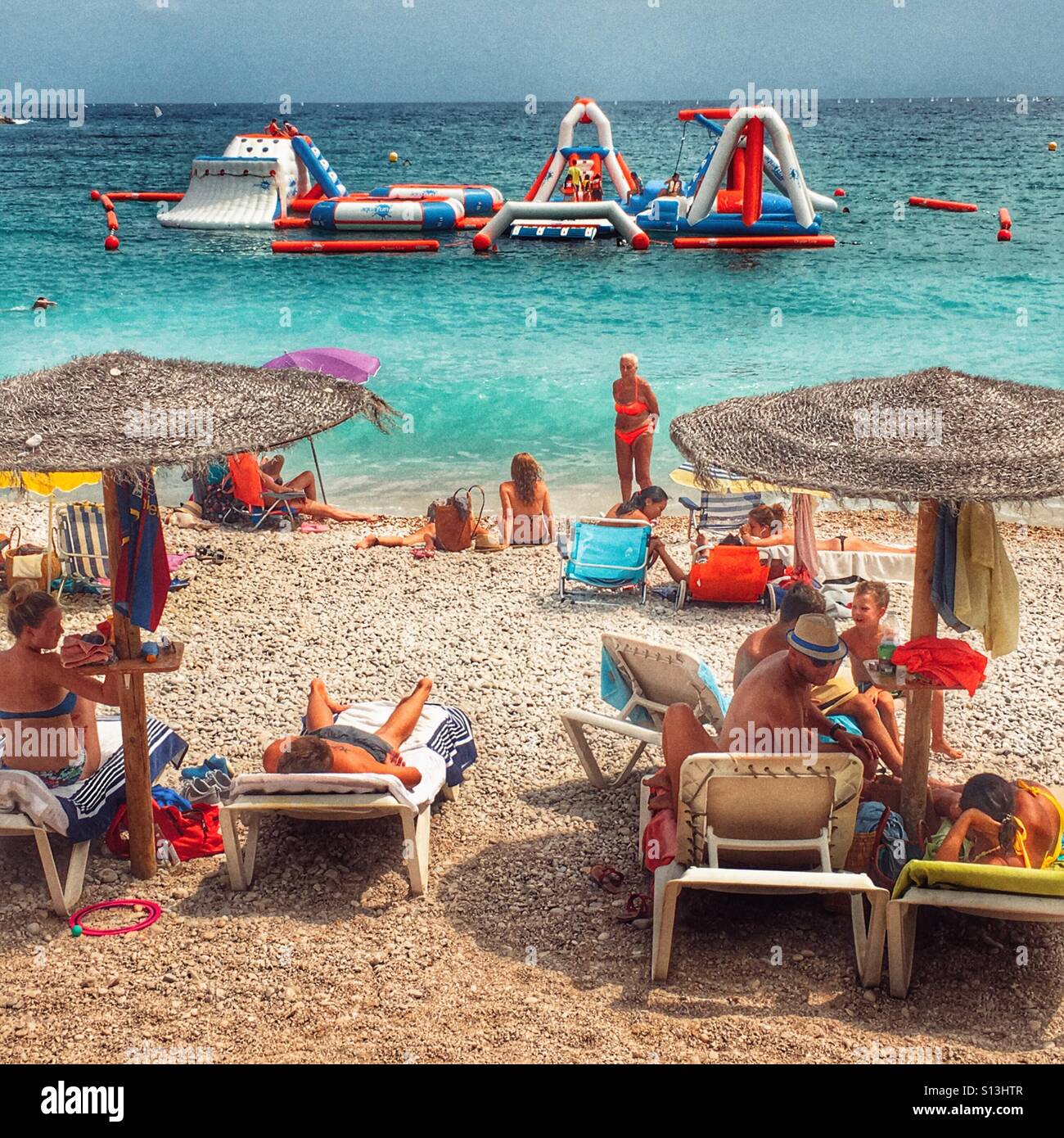 La Grava beach in August. Javea, Spain - Smartphone Captured Stock Image