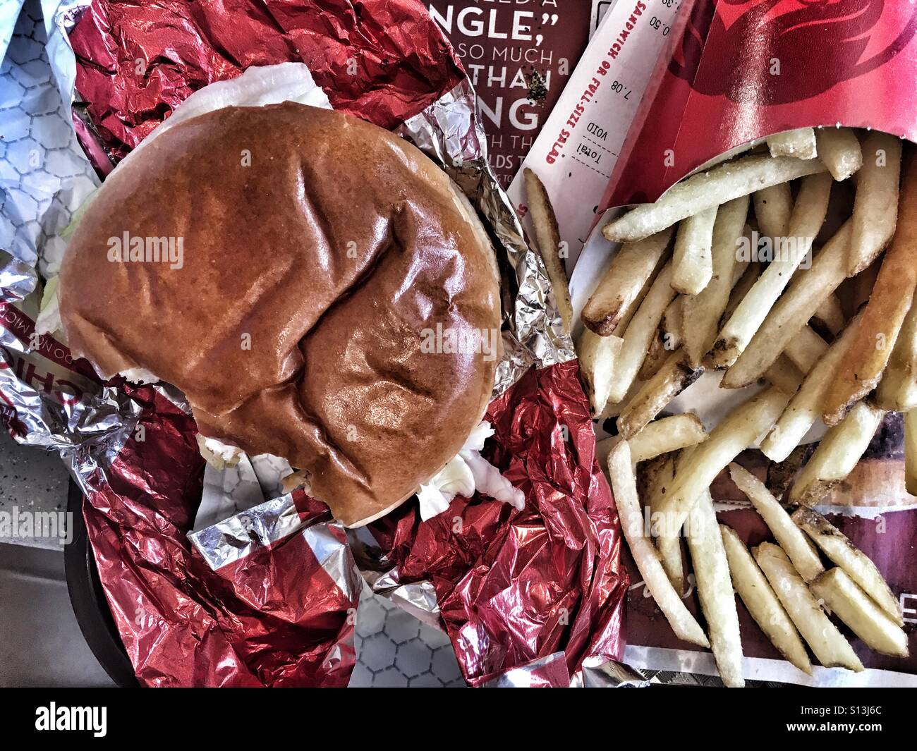 Hamburger and fries Stock Photo