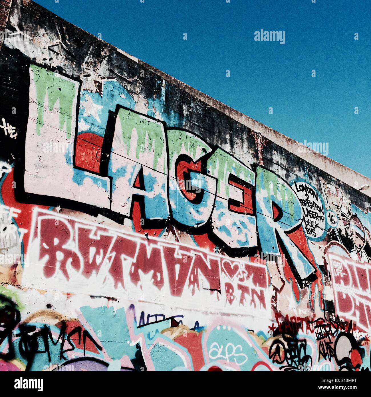 Lager graffiti Stock Photo