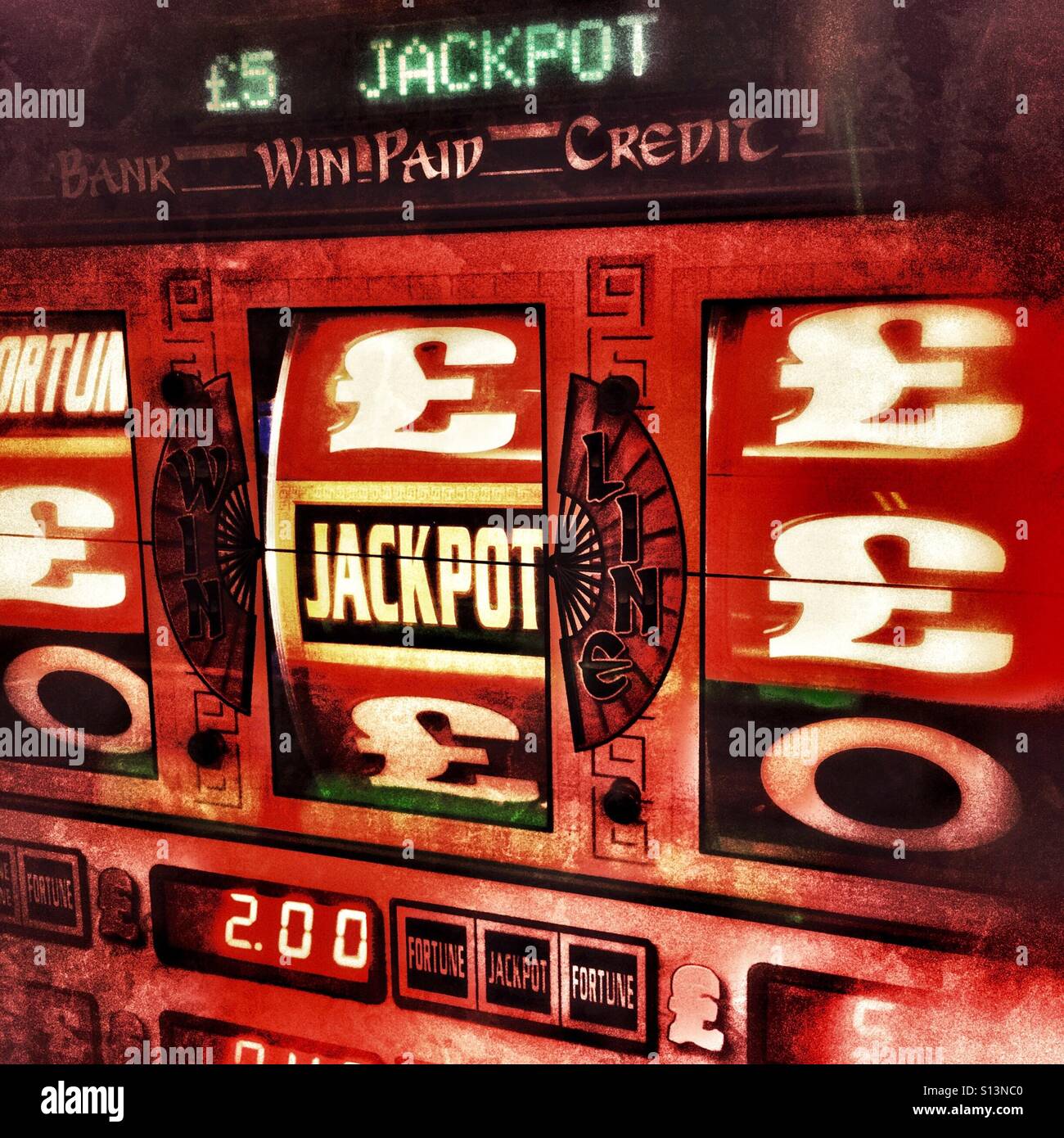 One arm bandit slot machine detail Stock Photo