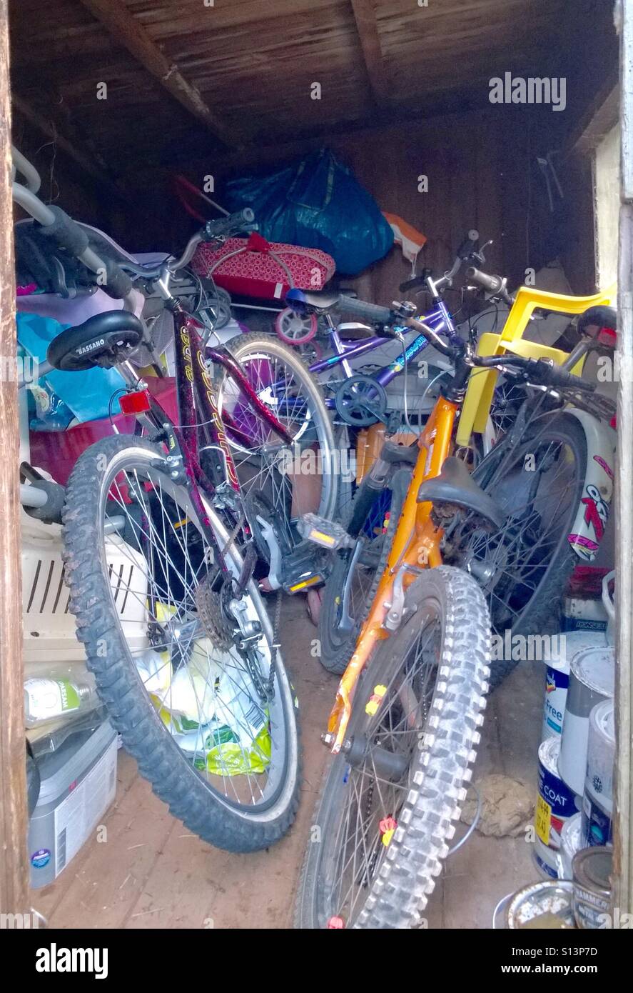 Untidy cluttered shed full of stuff. - Smartphone Captured Stock Image