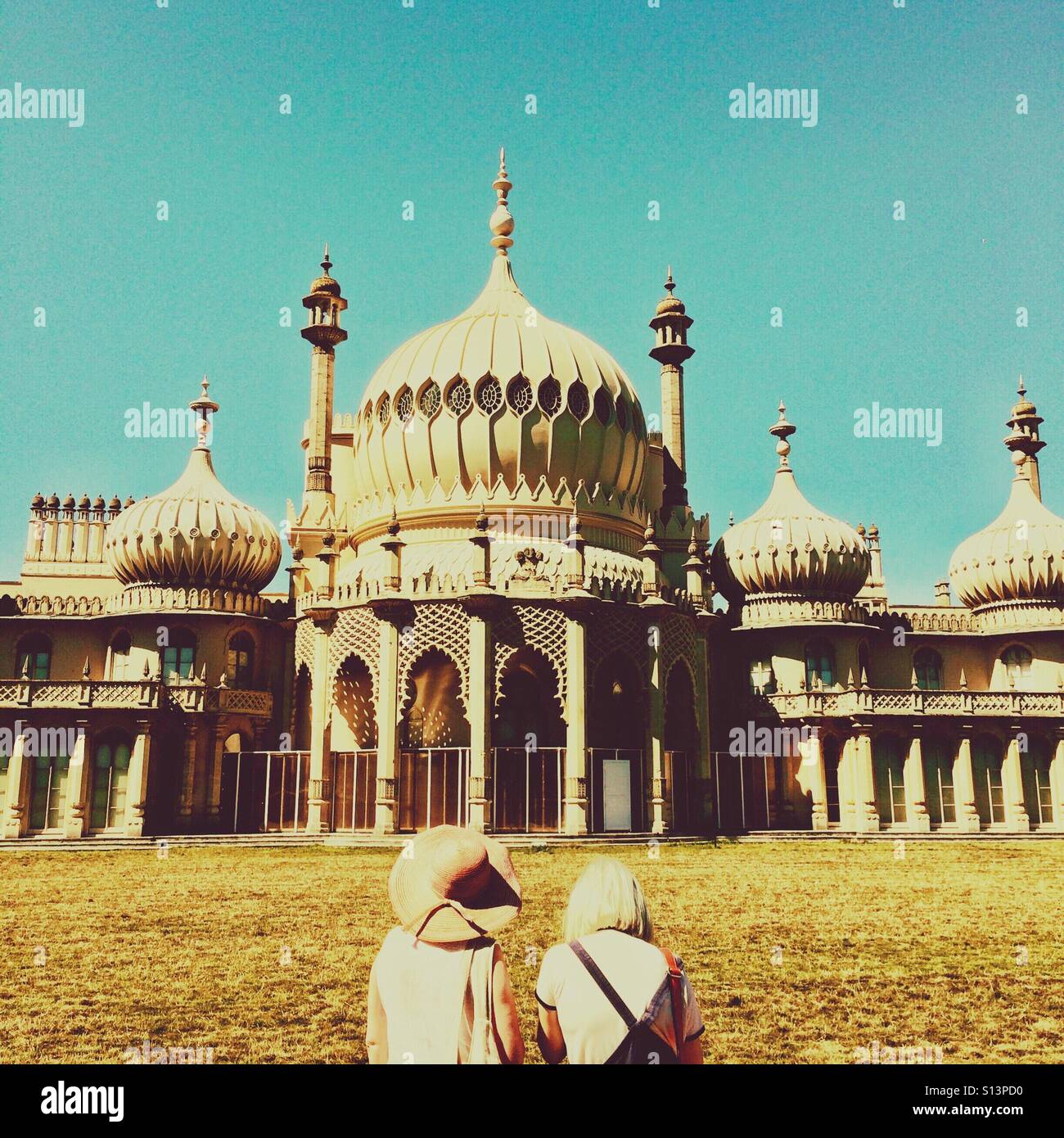 Sightseers at the Brighton Pavillion Brighton Sussex England UK Stock Photo
