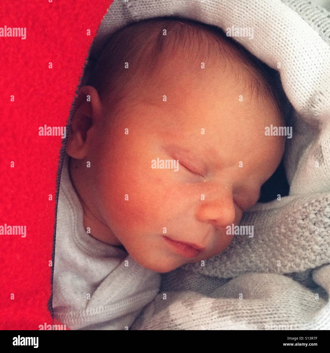 Day old baby boy sleeping - Smartphone Captured Stock Image
