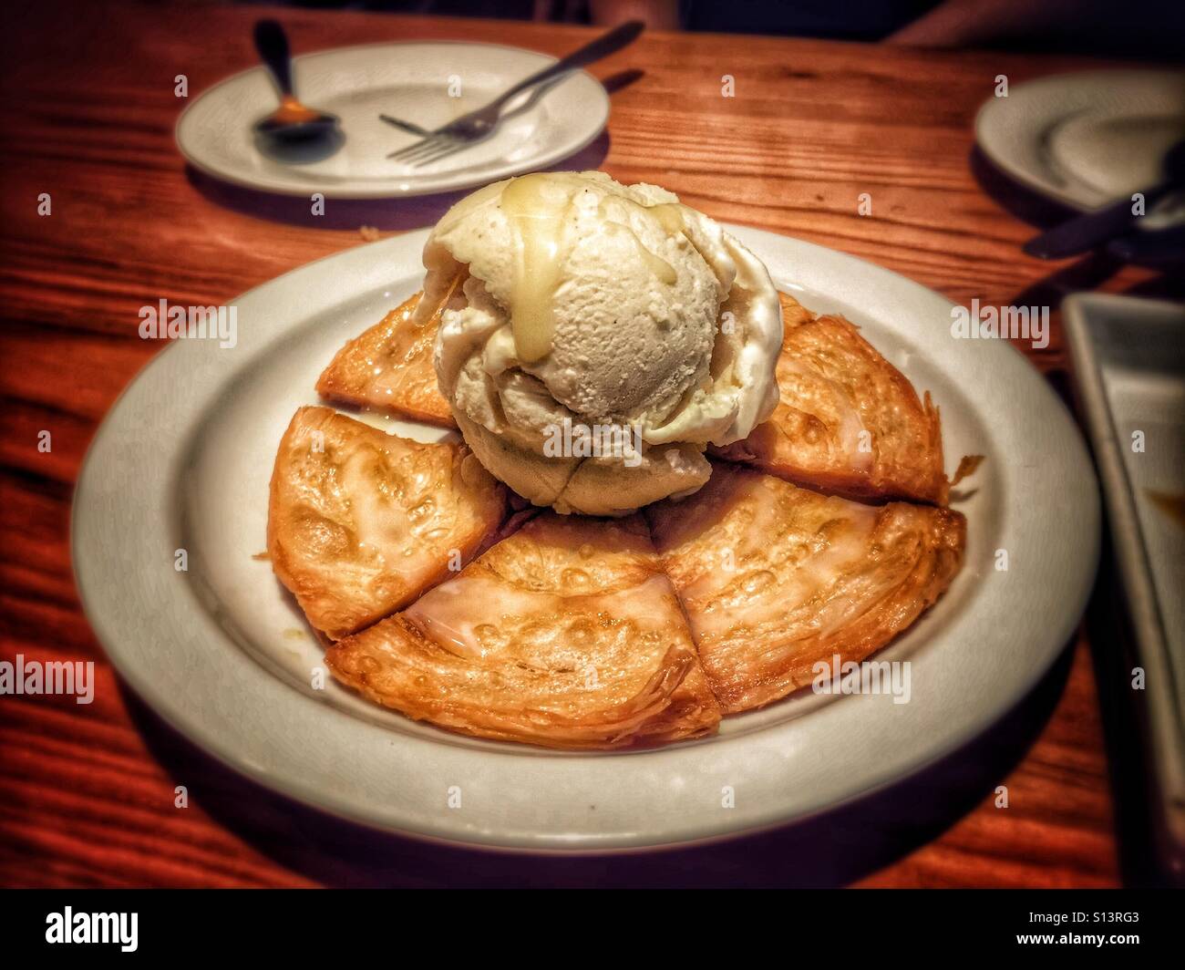 Crispy Thai Roti Topped With Vanilla Ice Cream Stock Photo Alamy