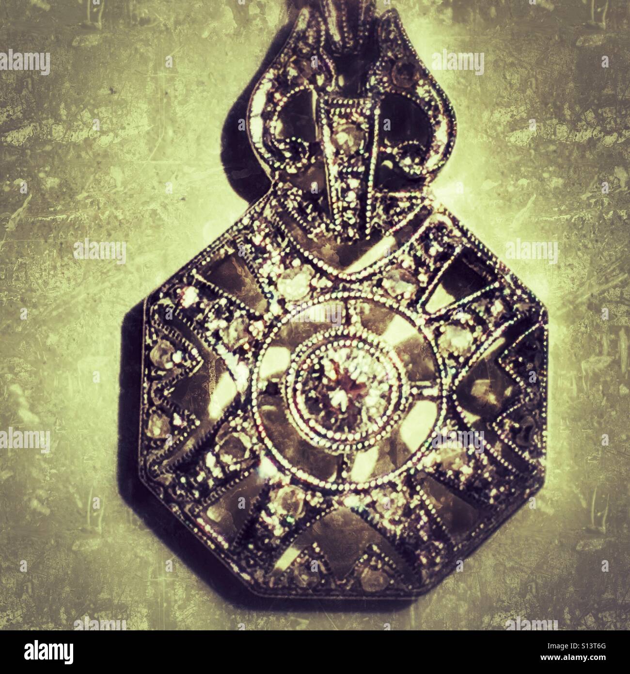 Antique diamond and platinum pendant - Smartphone Captured Stock Image