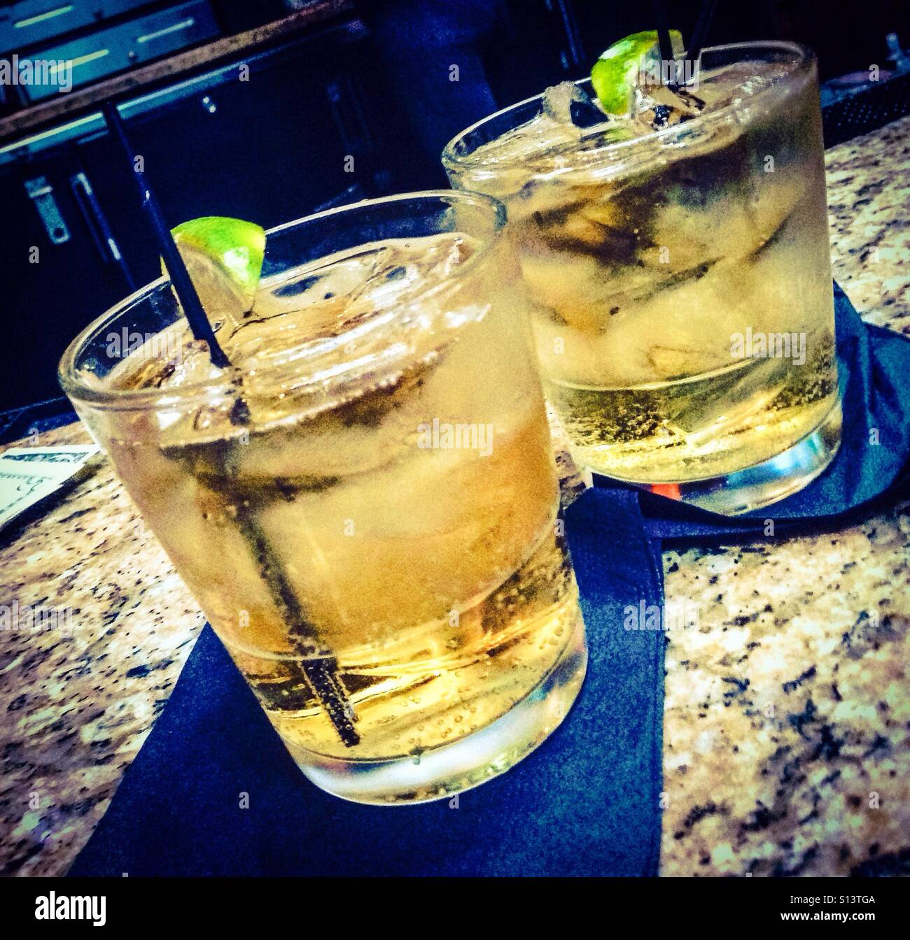 Whiskey Drinks at the bar Stock Photo Alamy