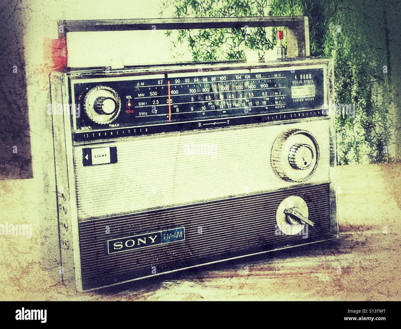 Vintage Sony transistor radio. Stock Photo