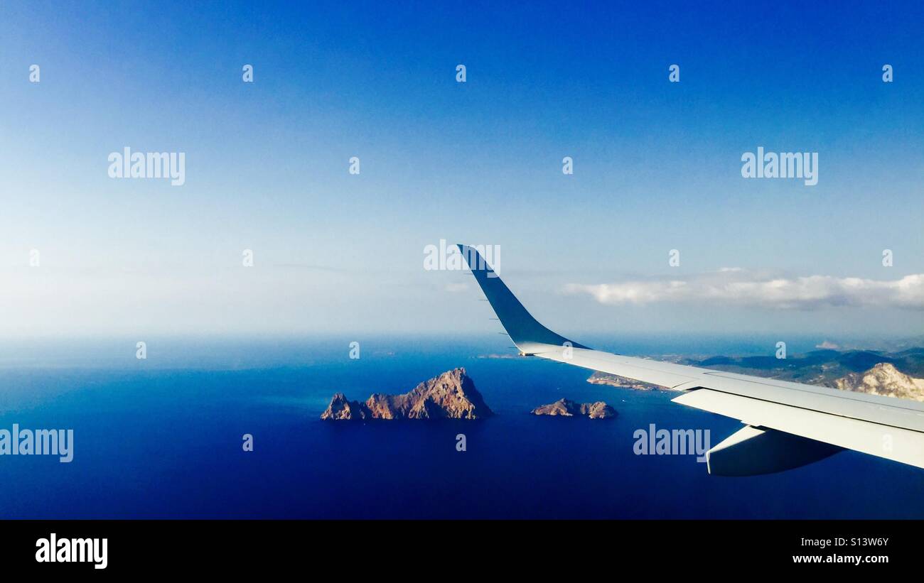Coming in to land in Ibiza - Smartphone Captured Stock Image