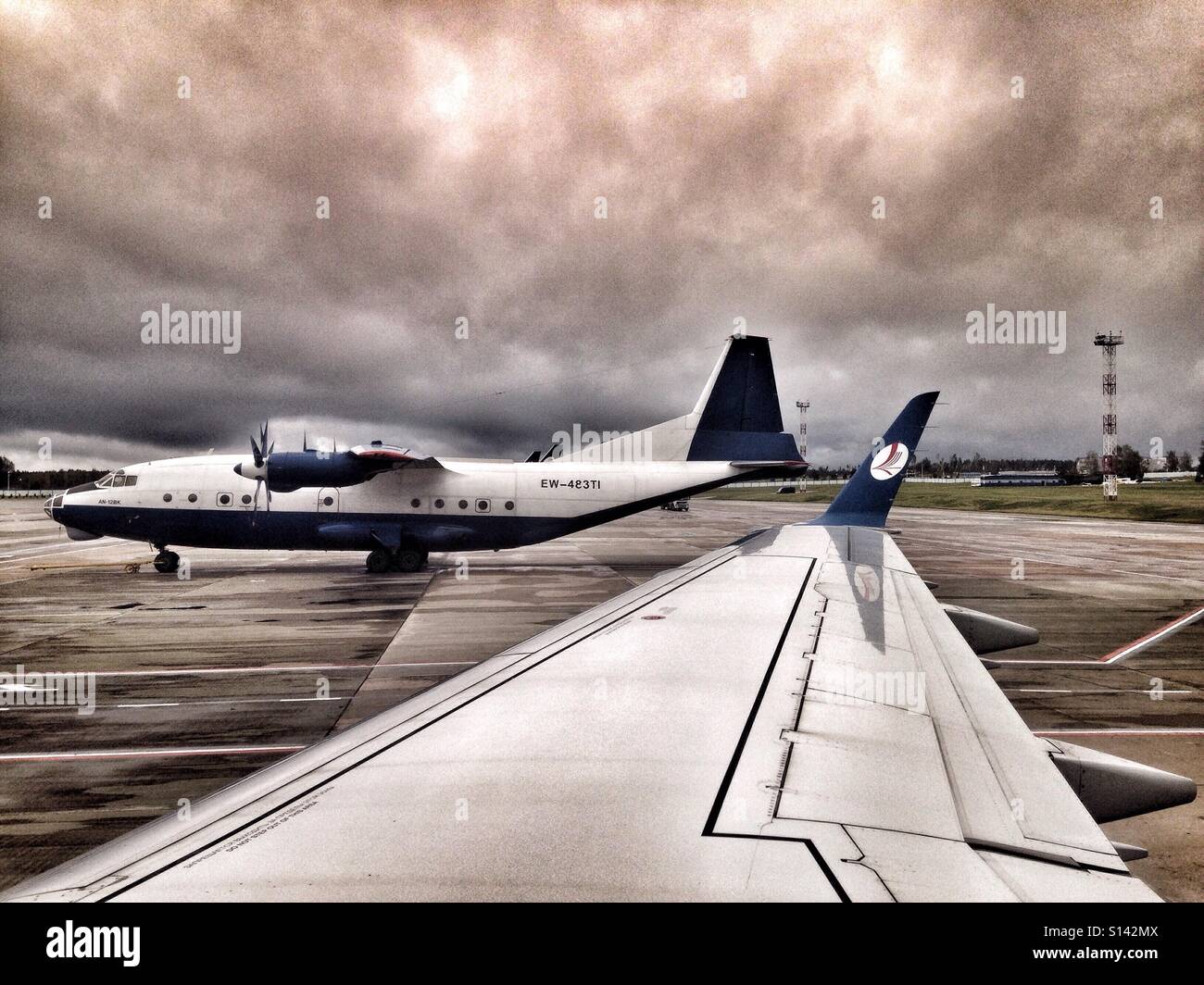 Airjets at the airport - Smartphone Captured Stock Image