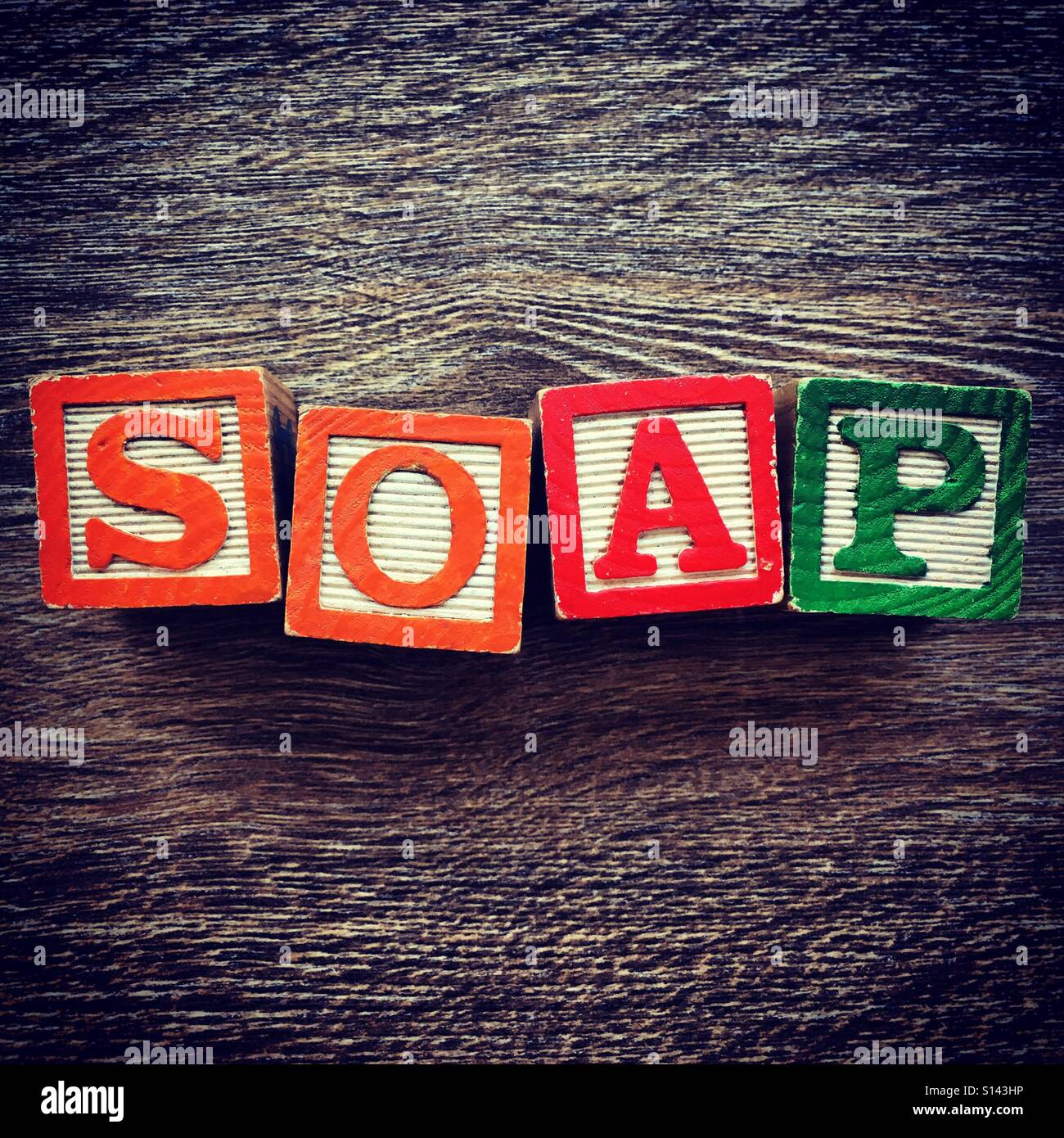 SOAP word written with wood block letter toys Stock Photo Alamy