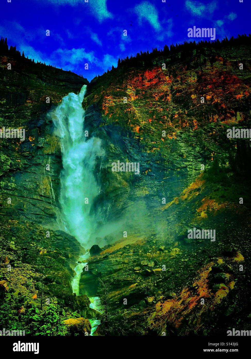 Yoho River and Takakkaw Falls.  British Columbia, Canada - Smartphone Captured Stock Image