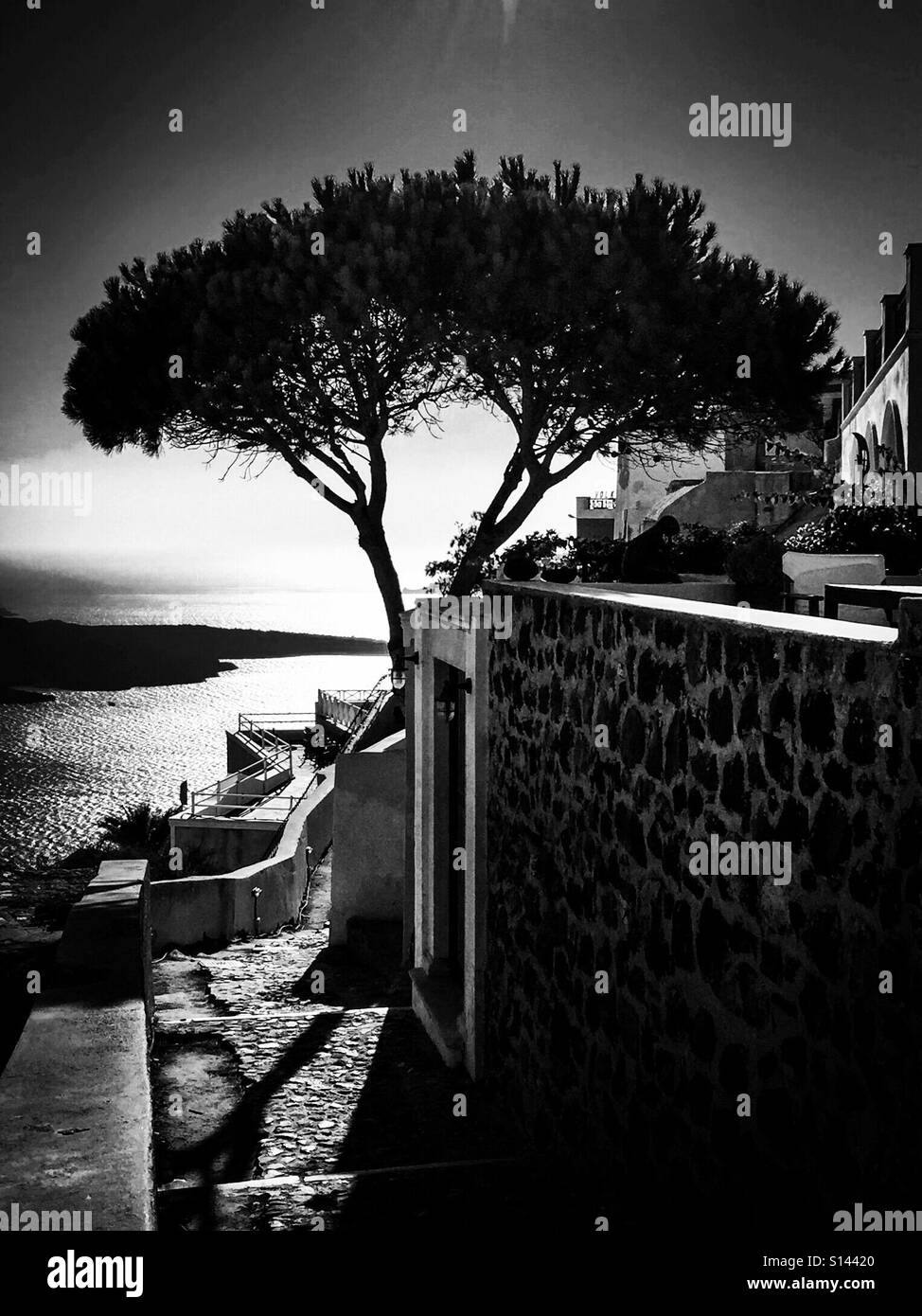 Looking out to see at sunset from Santorini, one of the Greek Islands. - Smartphone Captured Stock Image Looking out to see at sunset from Santorini, one of the Greek Islands. - Smartphone Captured Stock Image