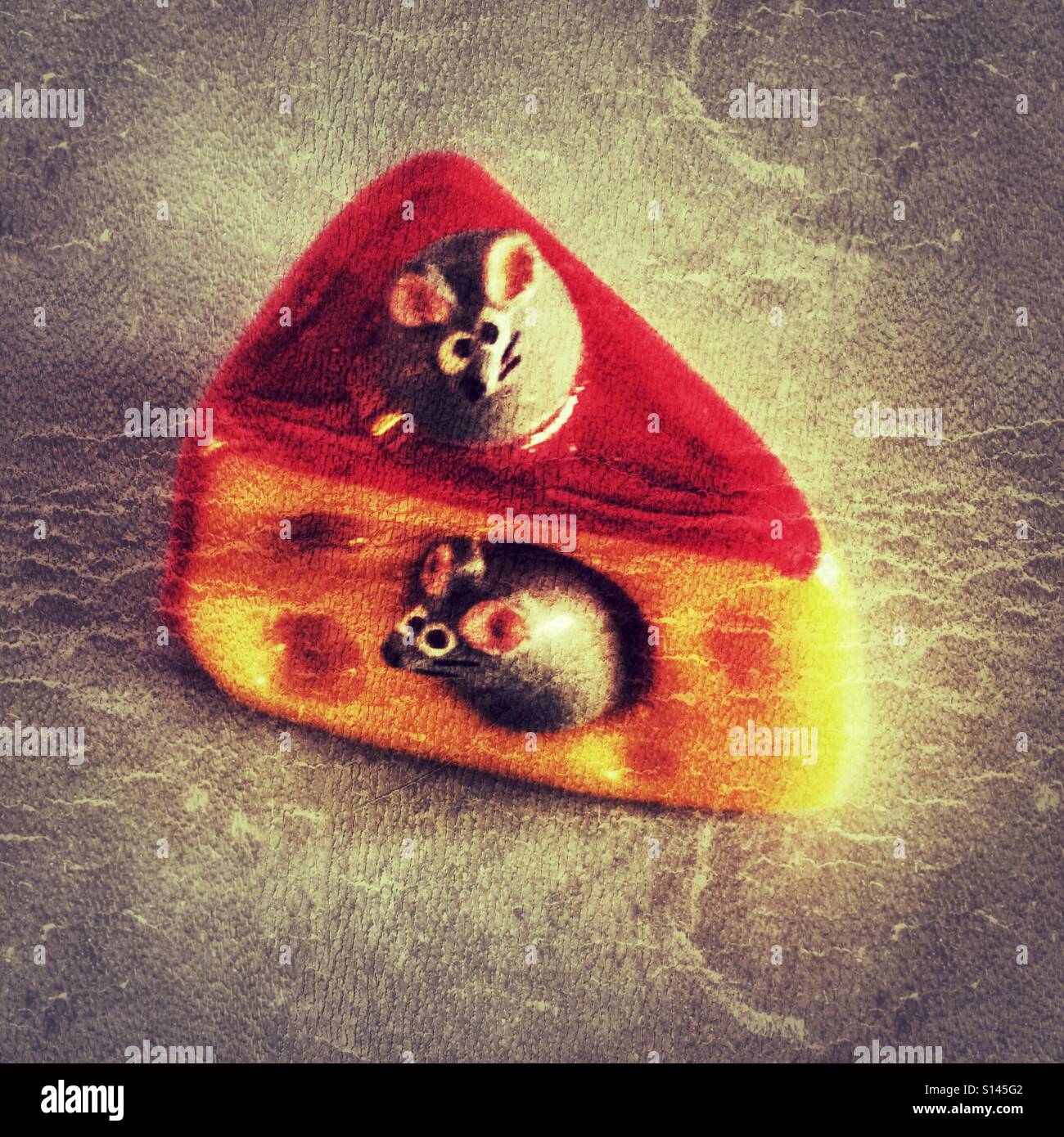 Mice in cheese, polymer clay - Smartphone Captured Stock Image