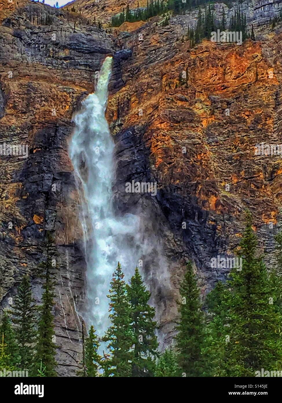 Wilderness waterfall and backcountry terrain - Smartphone Captured Stock Image