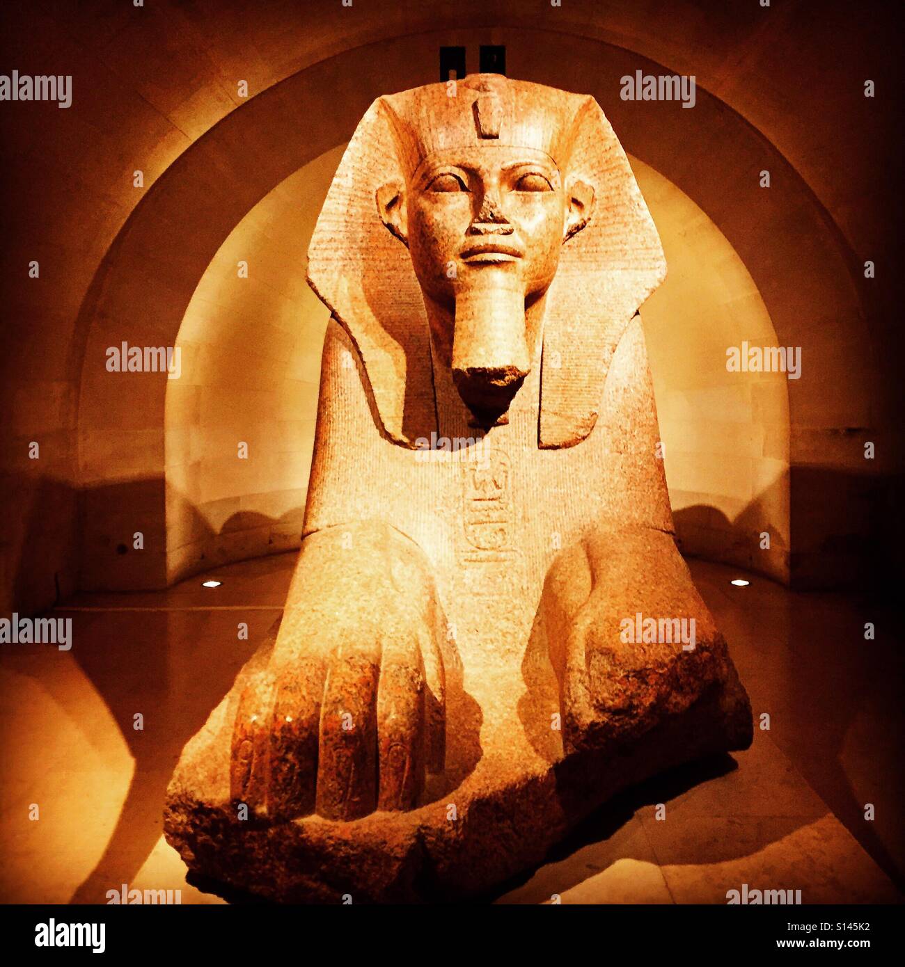 Statue of Sphinx Louvre museum Paris France - Smartphone Captured Stock Image