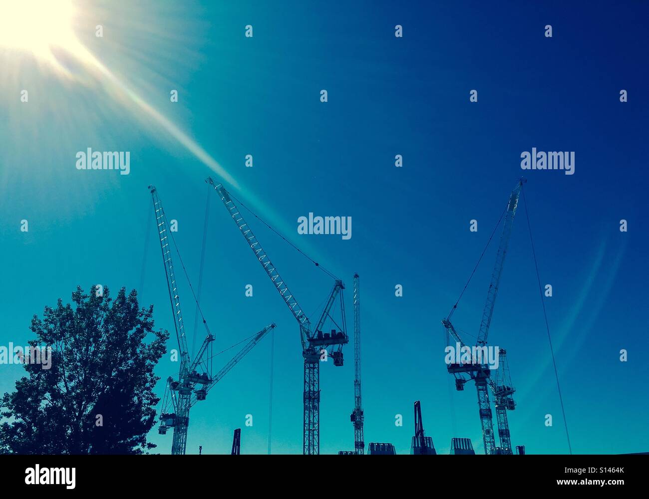 Construction cranes - Smartphone Captured Stock Image