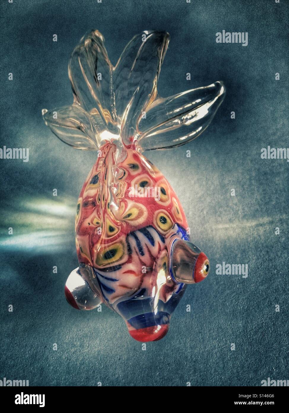 Italian Murano glass goldfish ornament - Smartphone Captured Stock Image