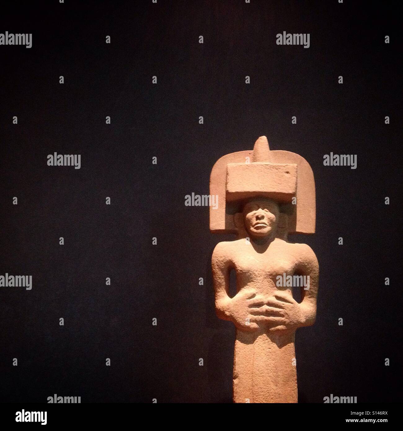 The Huastec God of Death decorates the Museo Nacional de Antropología in Mexico City, Mexico Stock Photo