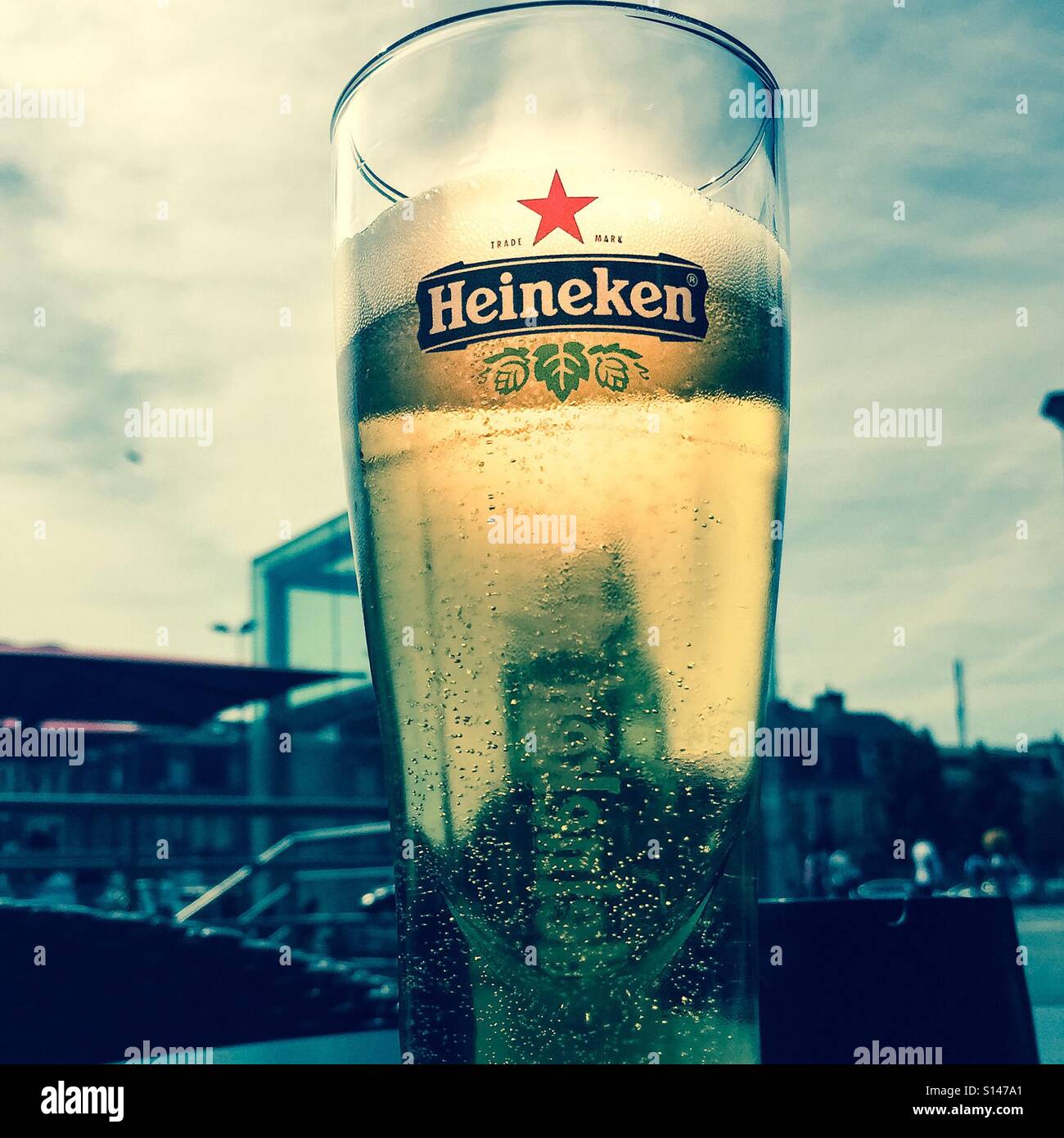 A glass of Heineken beer Stock Photo