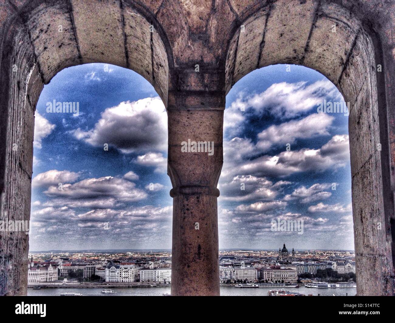 Through arch looking at the Budapest , Hungary - Smartphone Captured Stock Image