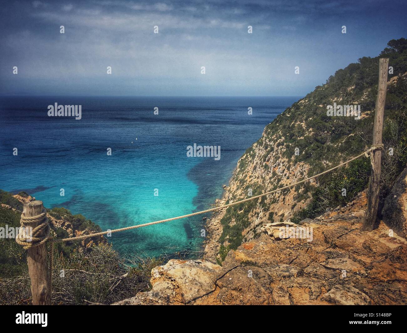 View of the Mediterranean from Cami de sa Pujada Formentera - Smartphone Captured Stock Image