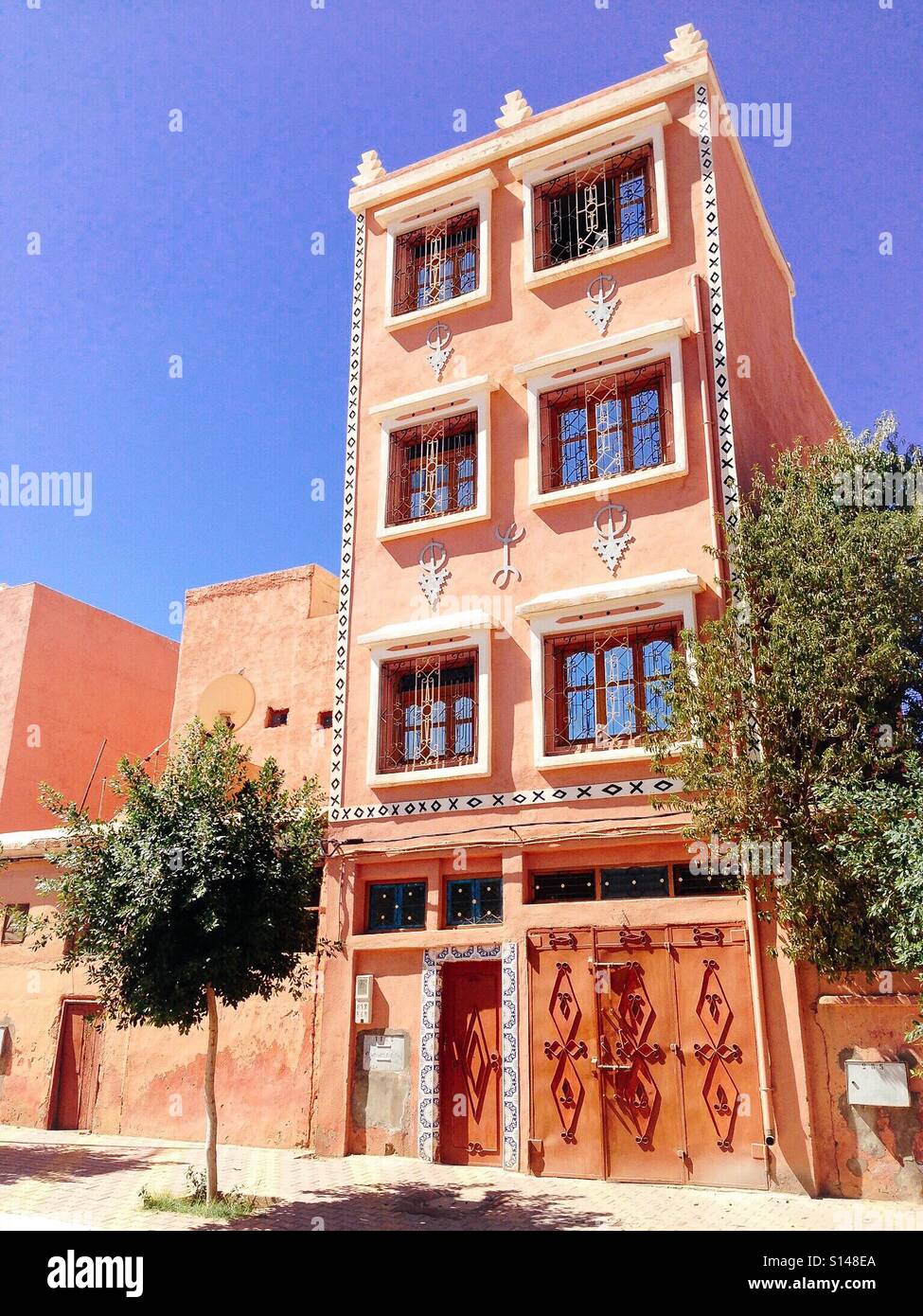Elaborate building in the Anti Atlas Mountains of Morocco. Stock Photo