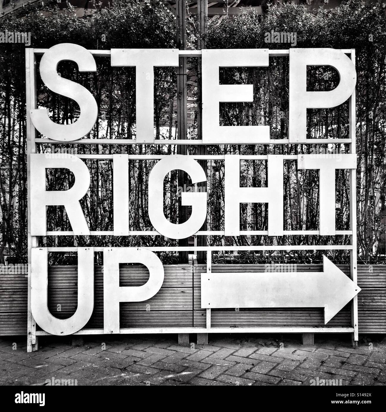 Step right up sign Stock Photo