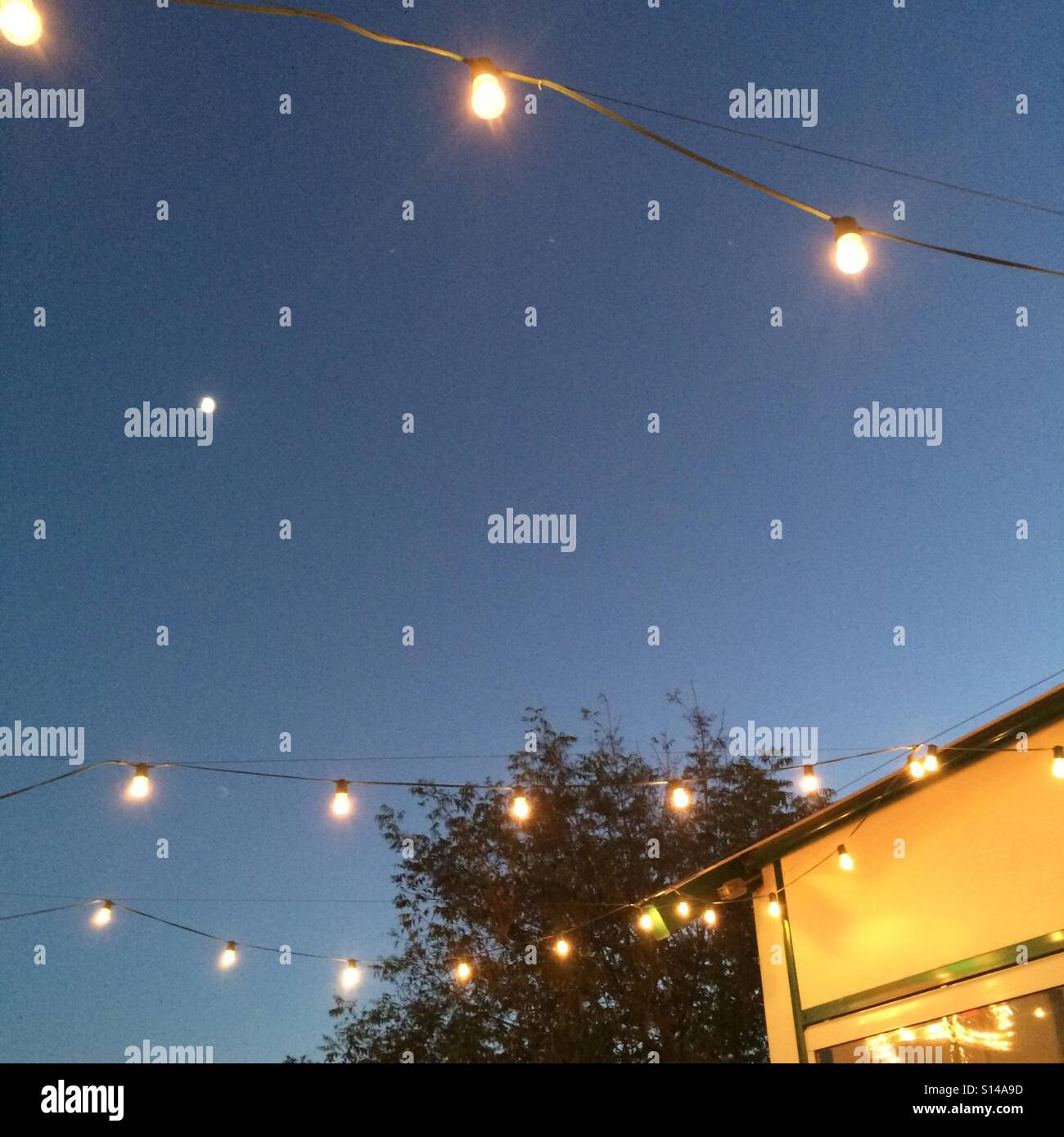 Lights on a patio Stock Photo