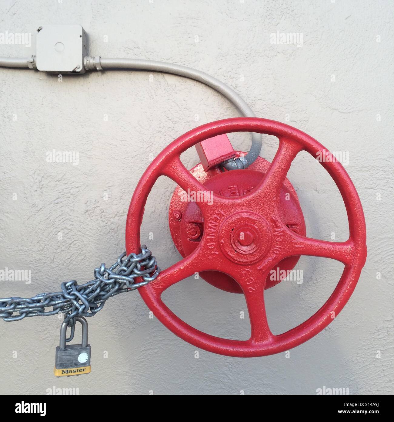 Red handle. Stock Photo