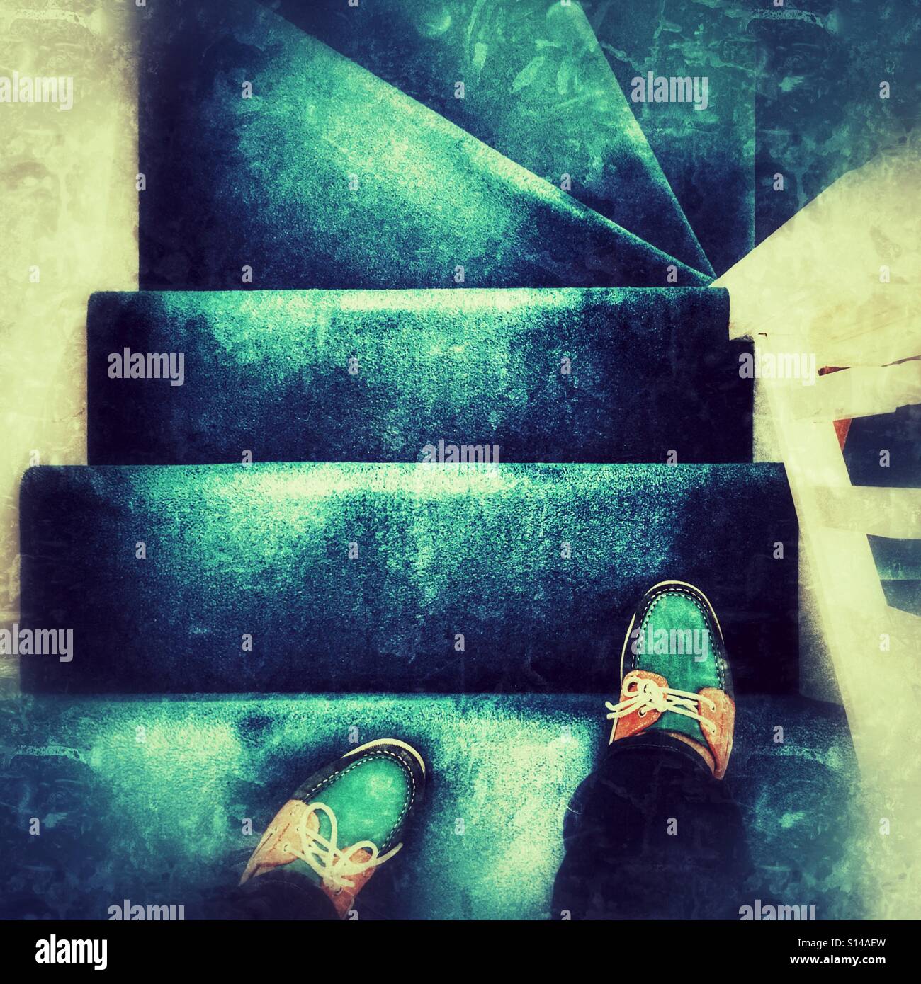 Walking down stairs - Smartphone Captured Stock Image