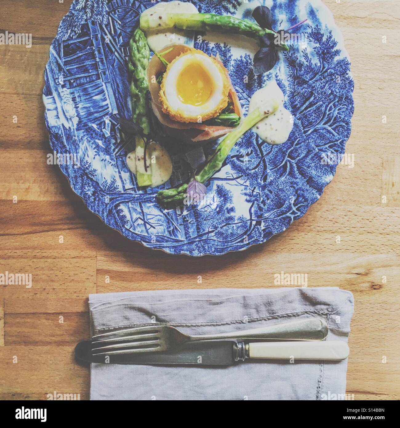 Duck egg and asparagus Stock Photo Alamy