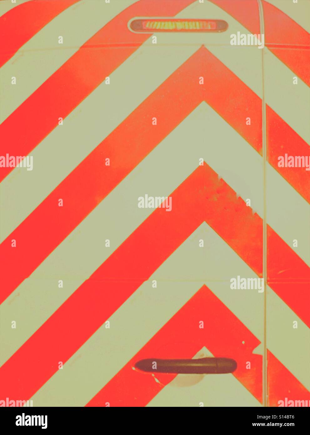 Safety markings on van back doors - Smartphone Captured Stock Image