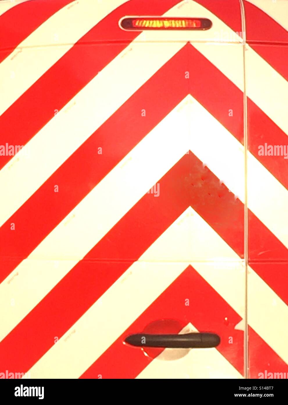Safety markings on van back doors - Smartphone Captured Stock Image