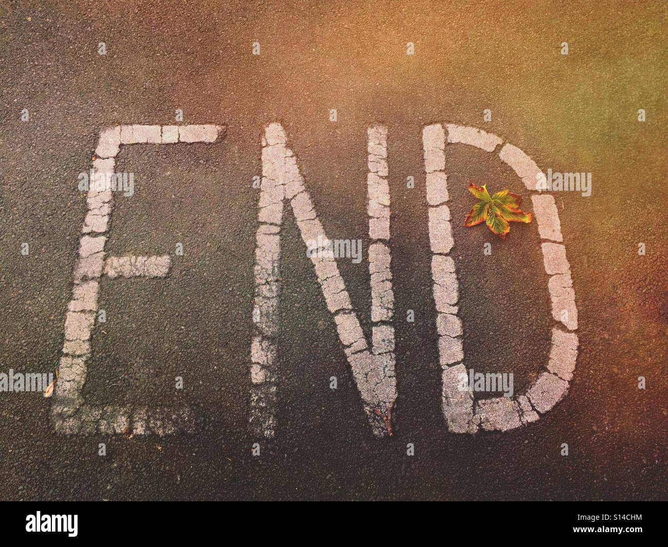 End road markings - Smartphone Captured Stock Image