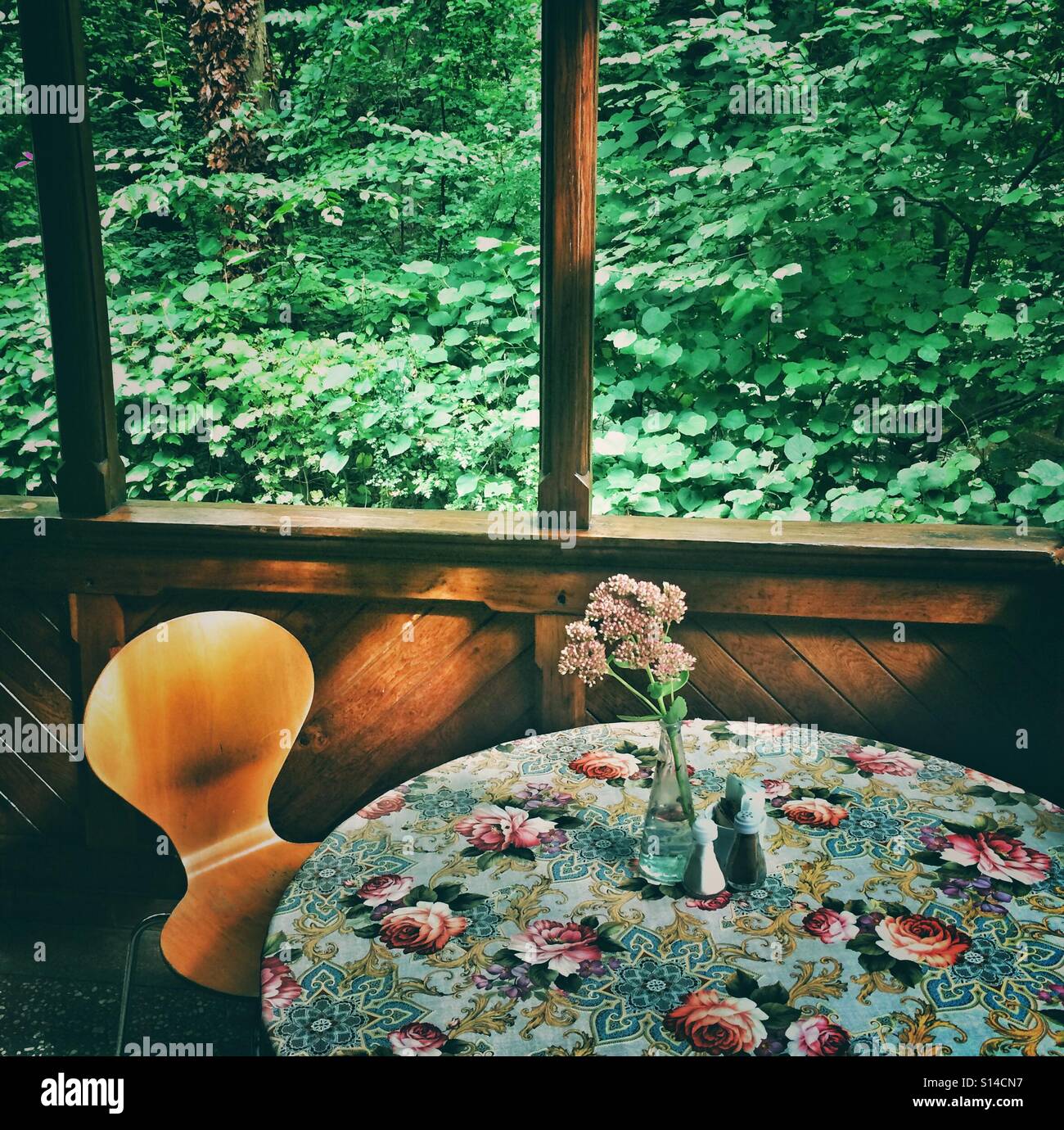 An empty table with a great view - Smartphone Captured Stock Image