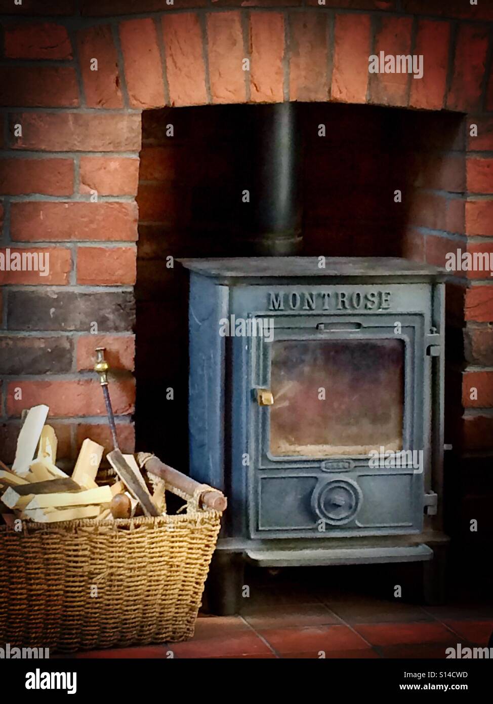 Winter wood burner Stock Photo