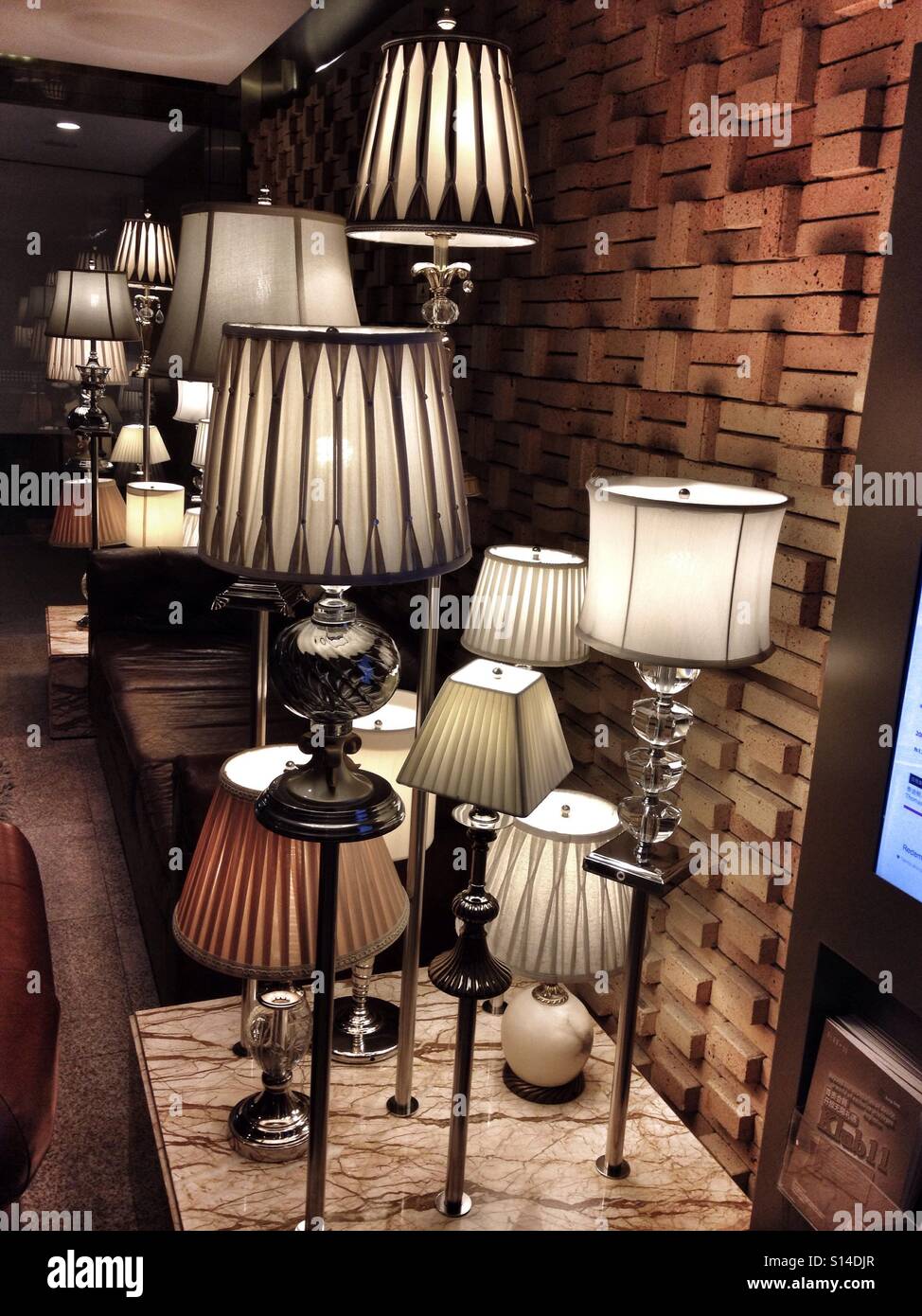 Multiple Light Lamp Art Installation Stock Photo