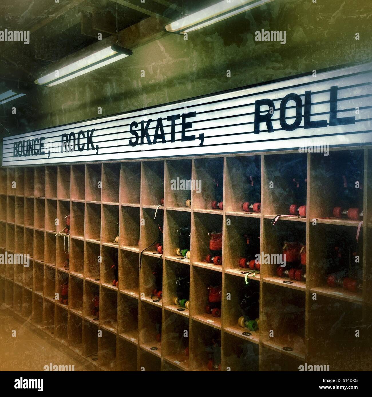 Bounce Rock Skate Roll - Dreamland Margate roller disco interior Stock  Photo - Alamy