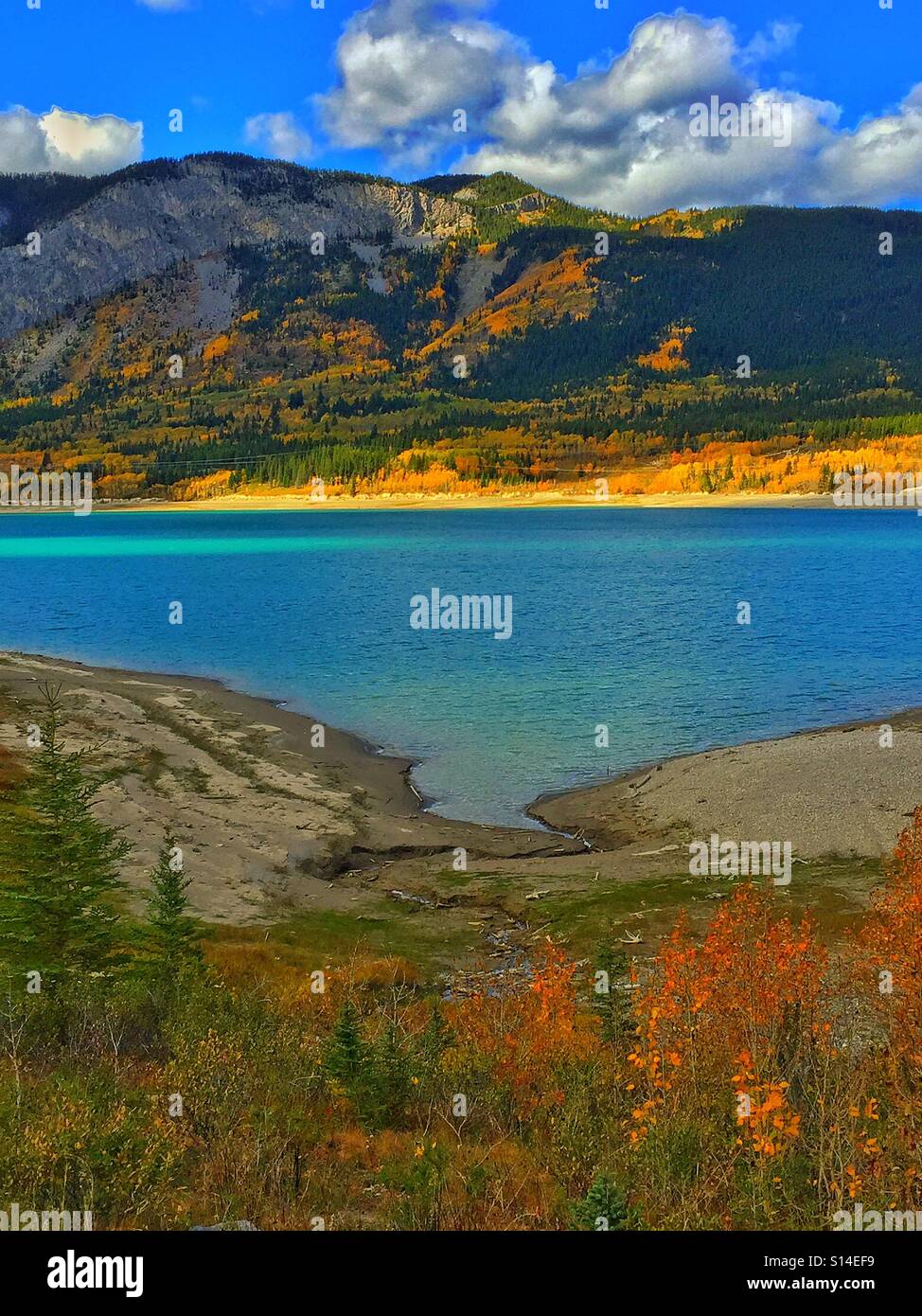 Mountain Lake in Alberta, Canada.  Kananaskis Country - Smartphone Captured Stock Image