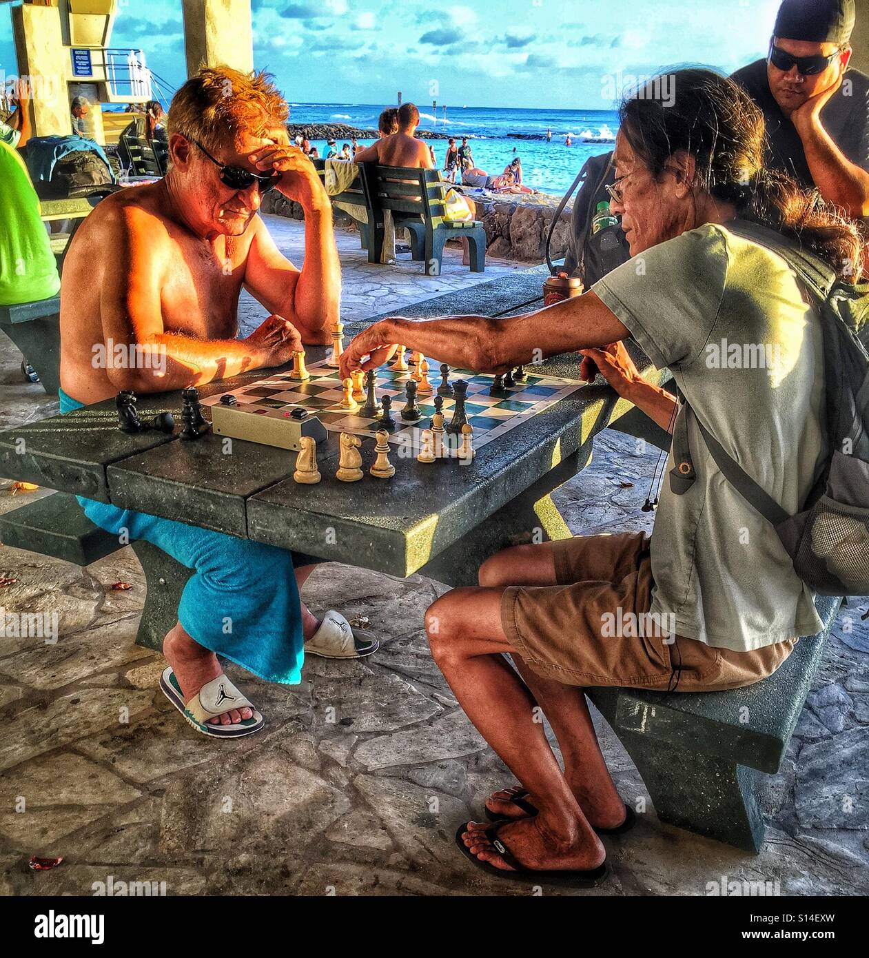 Waikiki chess players Stock Photo