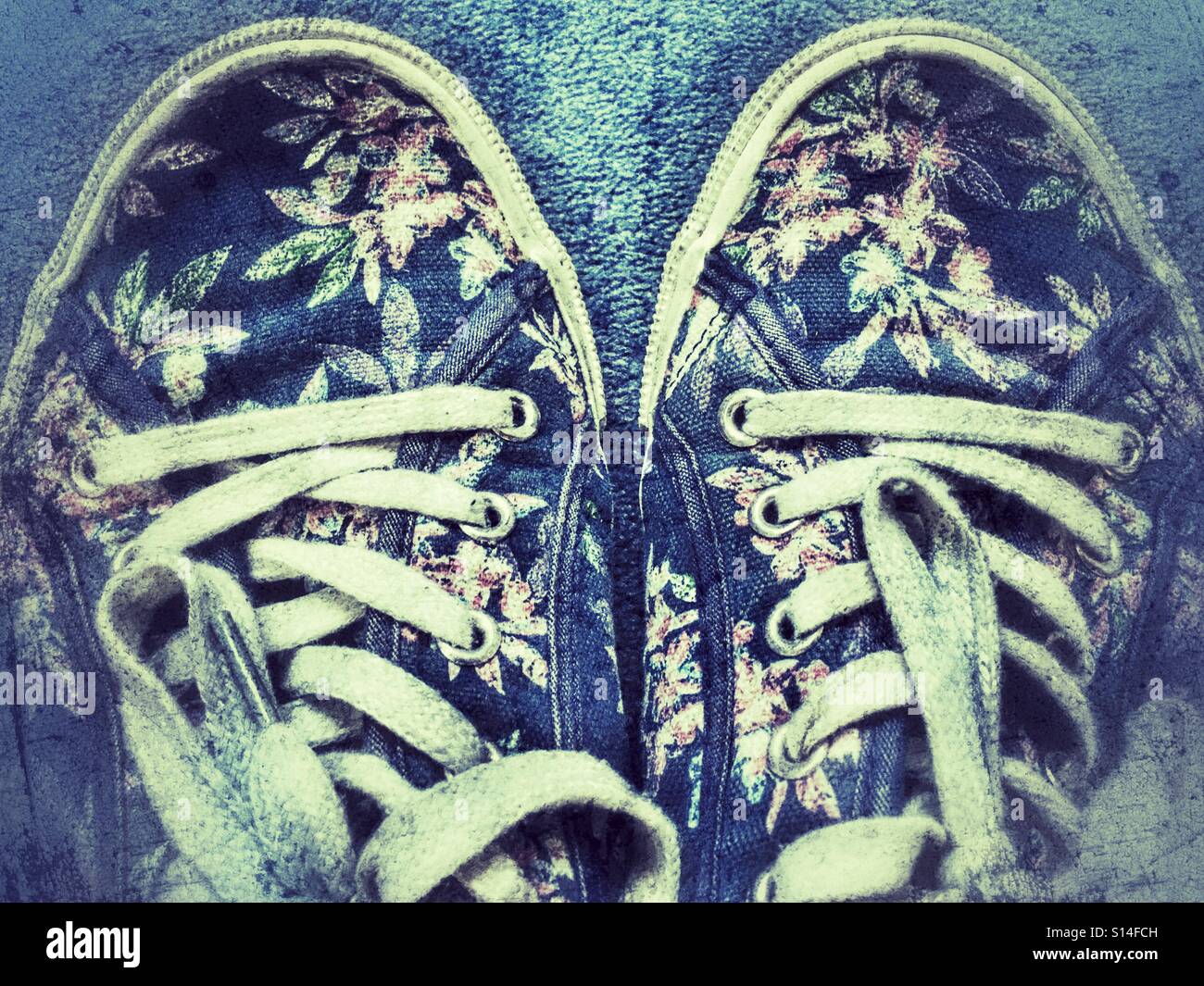 Blue canvas shoes - Smartphone Captured Stock Image