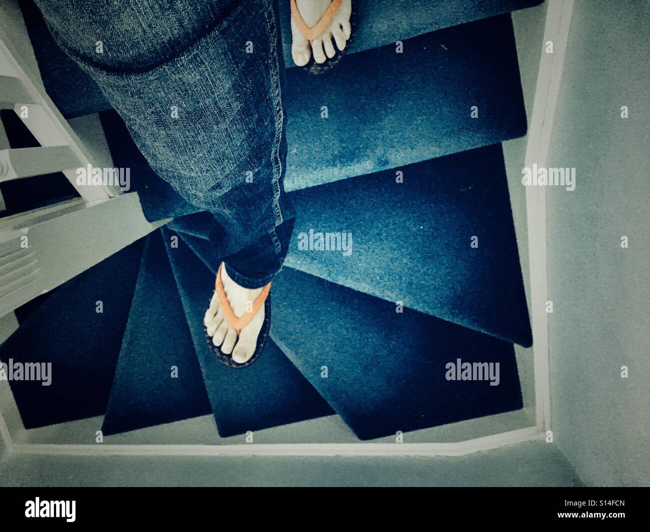 Woman flip flops jeans hi-res stock photography and images - Alamy
