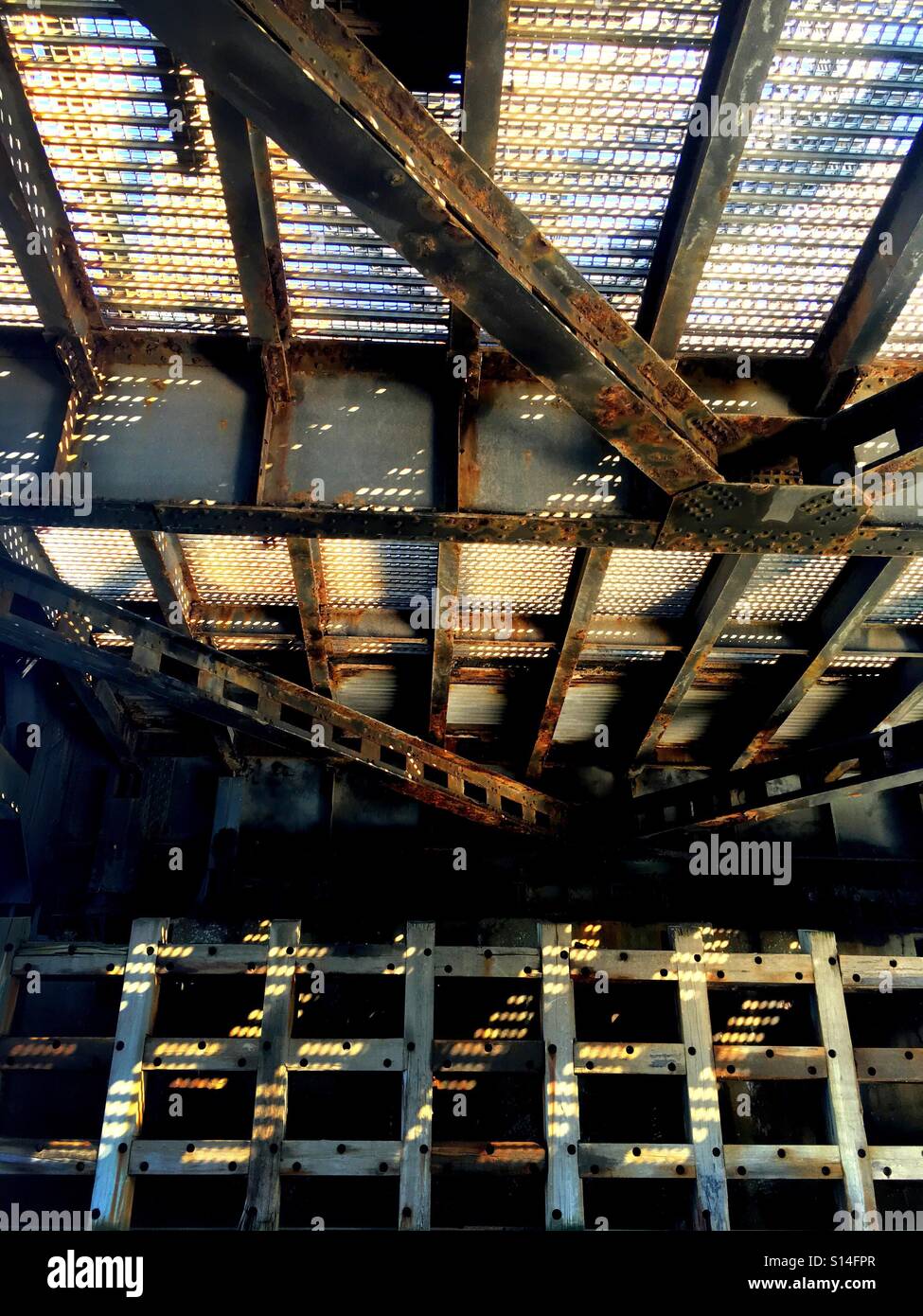 View from under a bridge while paddling on the Buffalo River - Smartphone Captured Stock Image