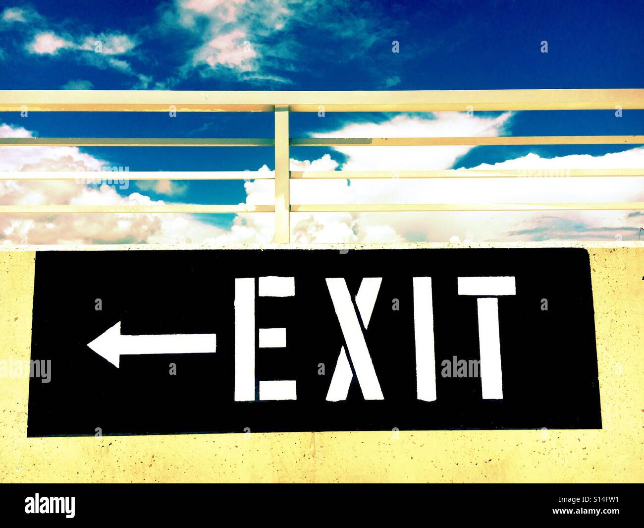 Exit sign at parking garage - Smartphone Captured Stock Image