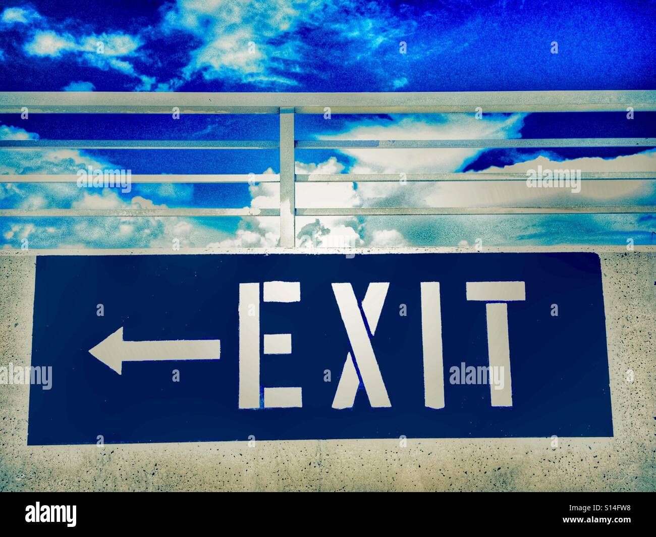 Exit sign at parking garage - Smartphone Captured Stock Image