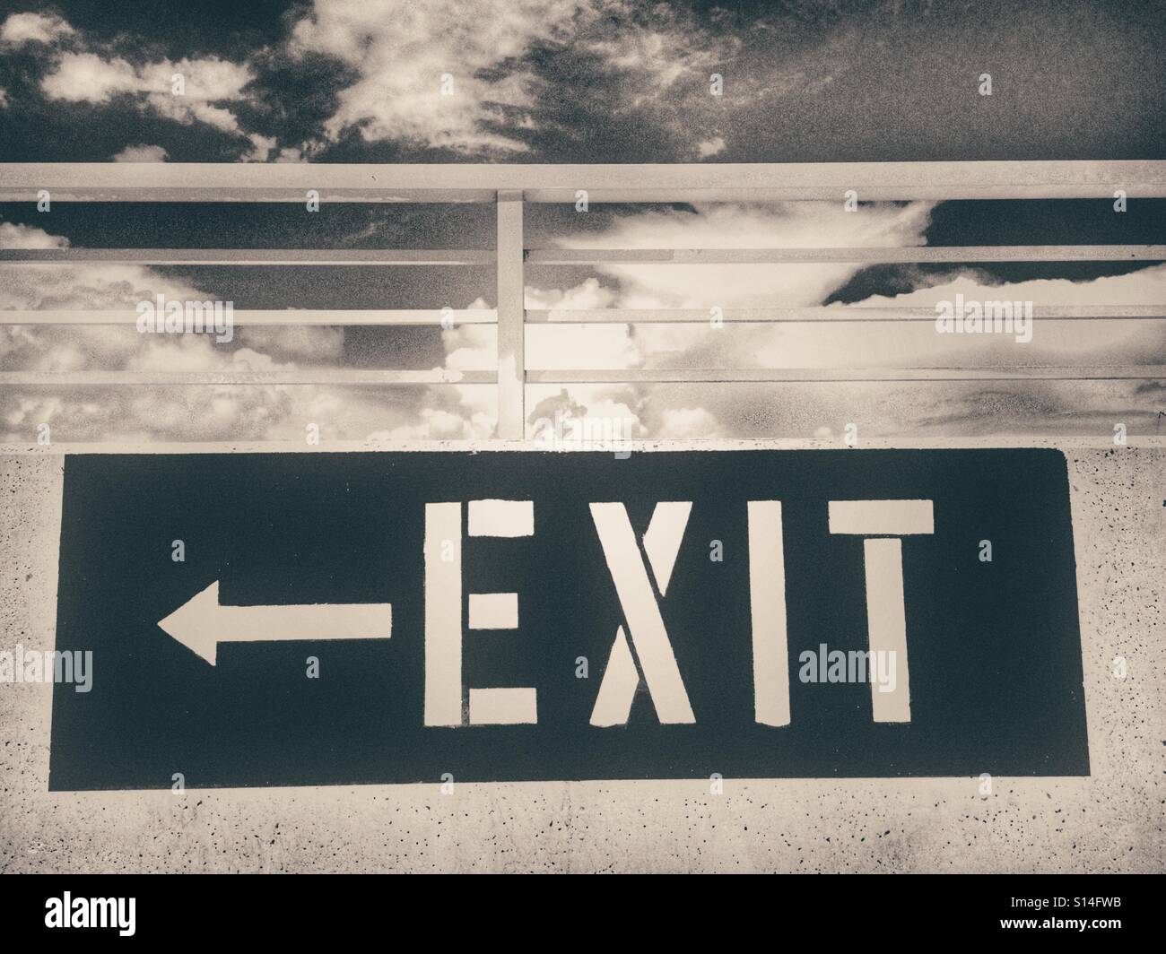 Exit sign at parking garage - Smartphone Captured Stock Image