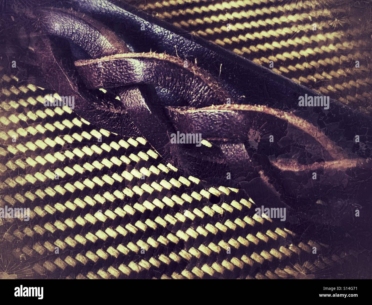 plaited leather slides