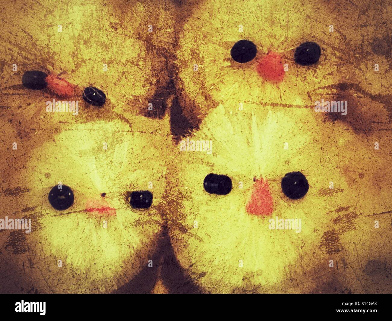 Toys chicks, symbolic of Easter and Spring time. - Smartphone Captured Stock Image