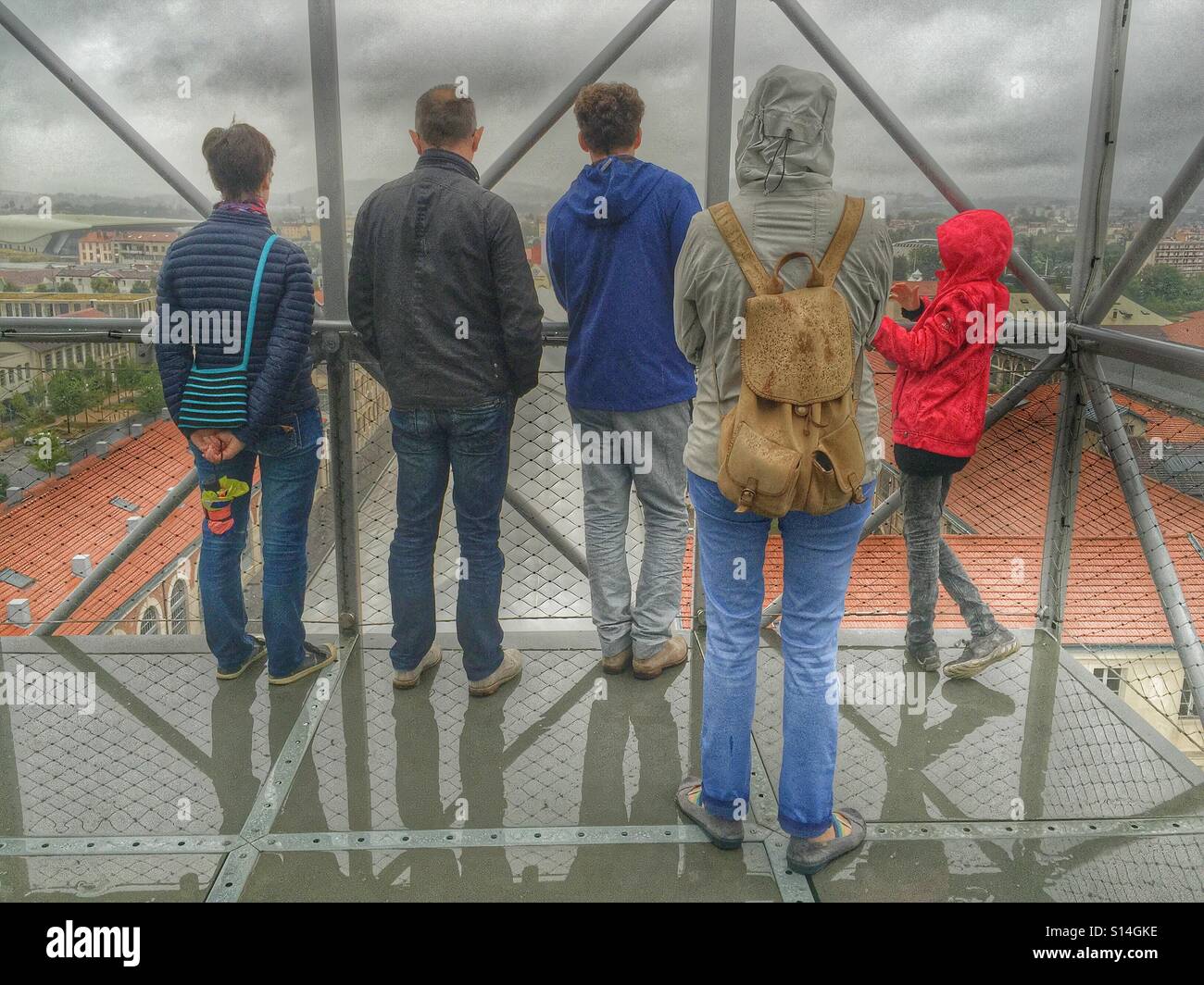Tourists on the top of tower, Cité du design Saint-Etienne France - Smartphone Captured Stock Image